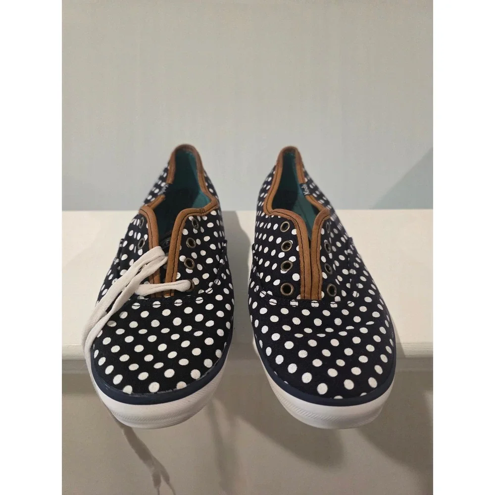 Women's‎ sz 7.5 Keds Champion Navy Blue White Polka Dot Canvas Sneakers WF45400M